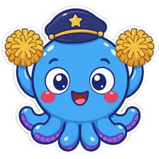 Kru the octopus captain cheering
